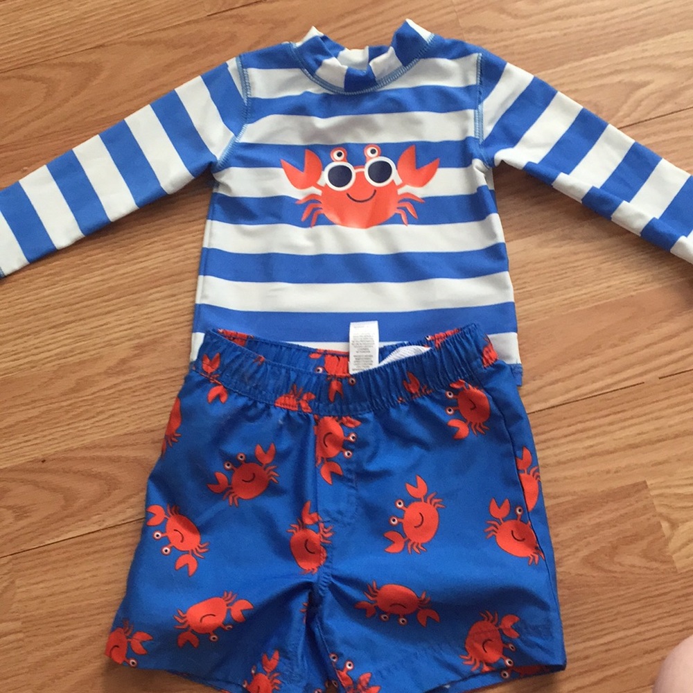 Little Me crab swim suit set